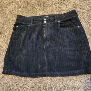 BDG Corduroy Striped Black Velvet Mini Skirt Size L 15" long
